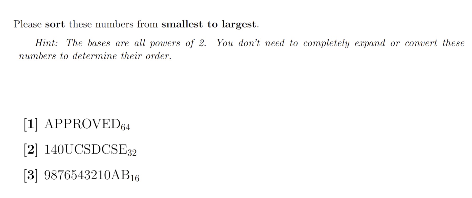 Please sort these numbers from smallest to
