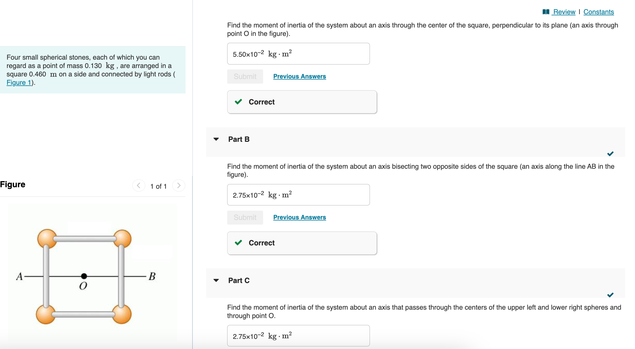 Find the moment of inertia of the system about an