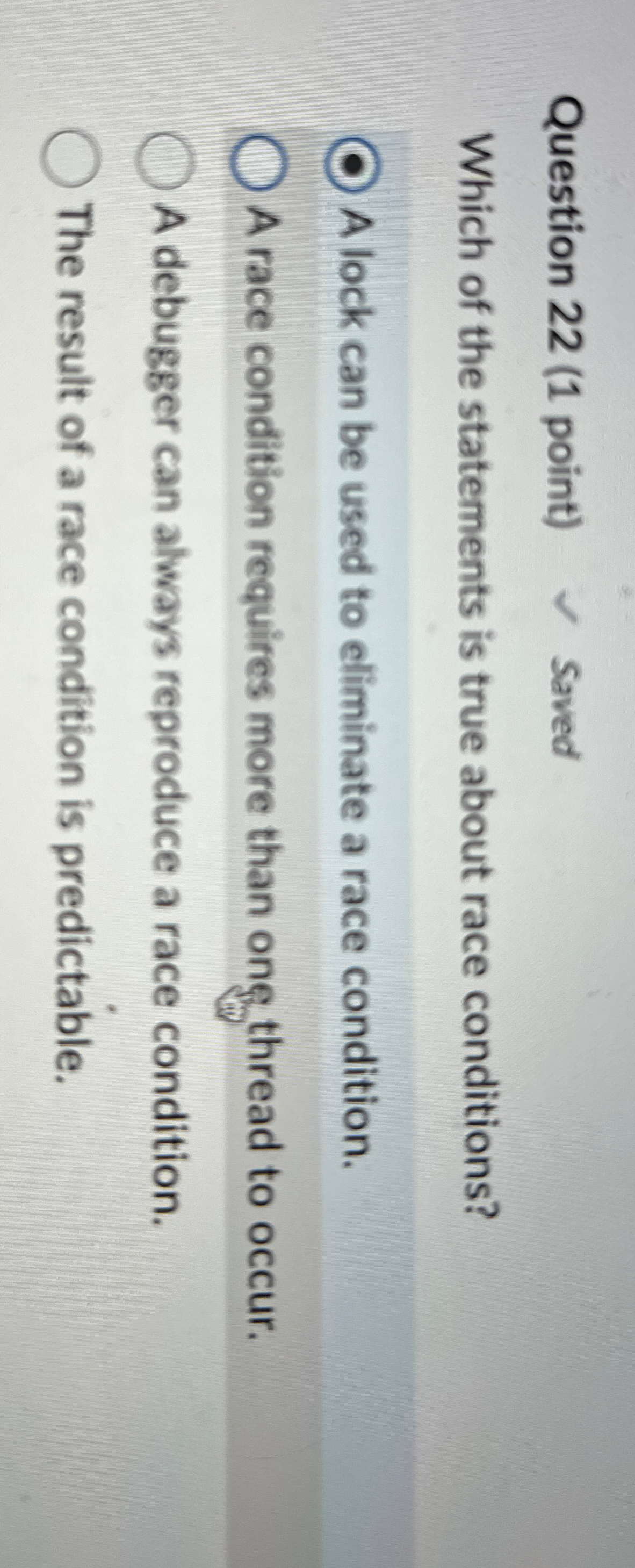 Question 2 2 ( 1 point ) Saved Which of the