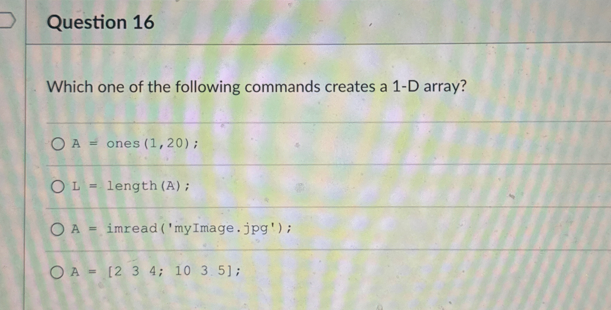 Question 1 6 Which one of the following commands
