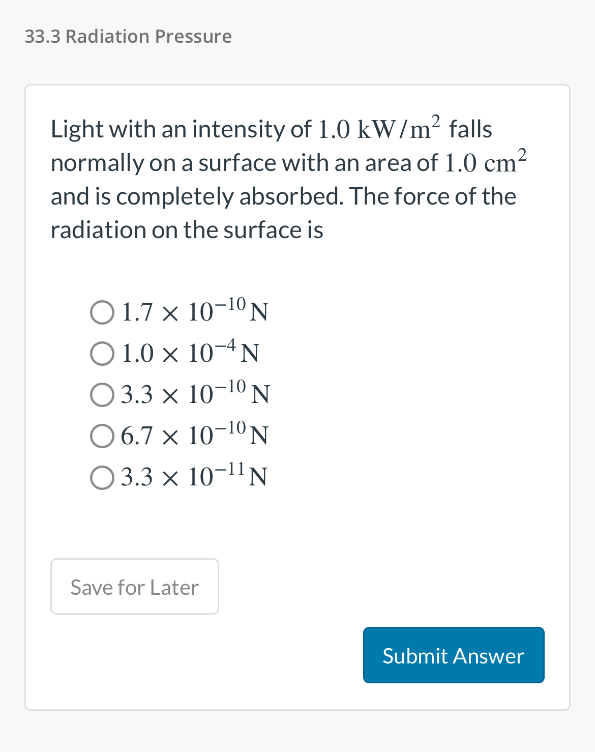 3 3 . 3 Radiation Pressure Light with an