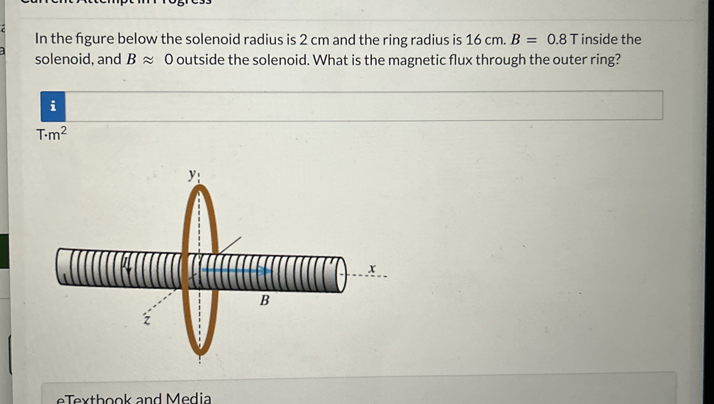 In the figure below the solenoid radius is 2 cm