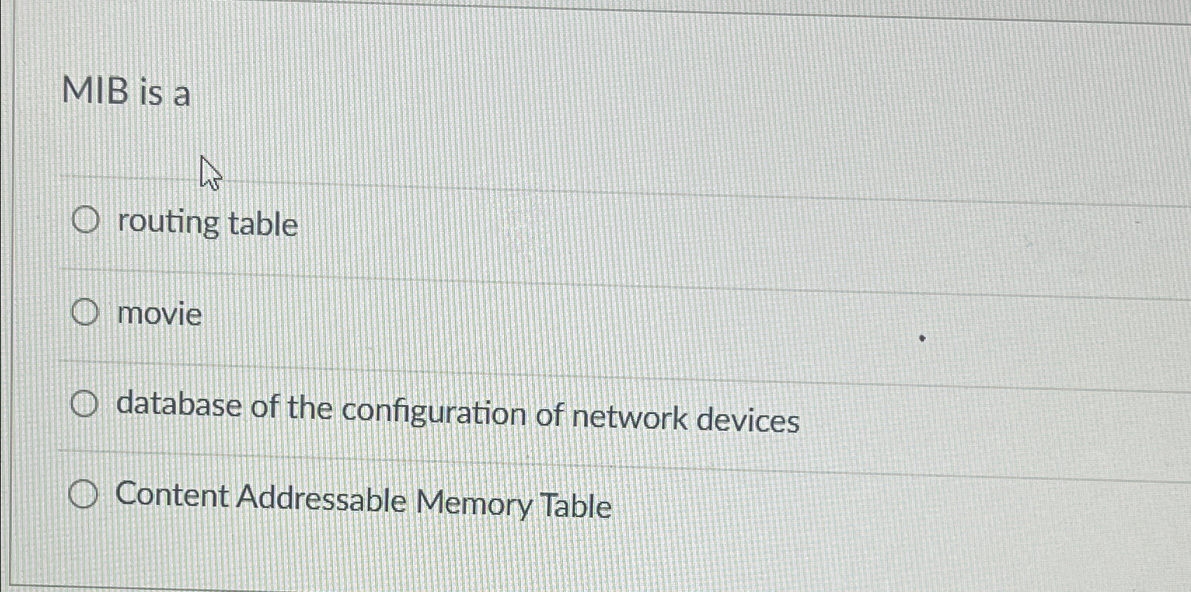 MIB is a routing table movie database of the