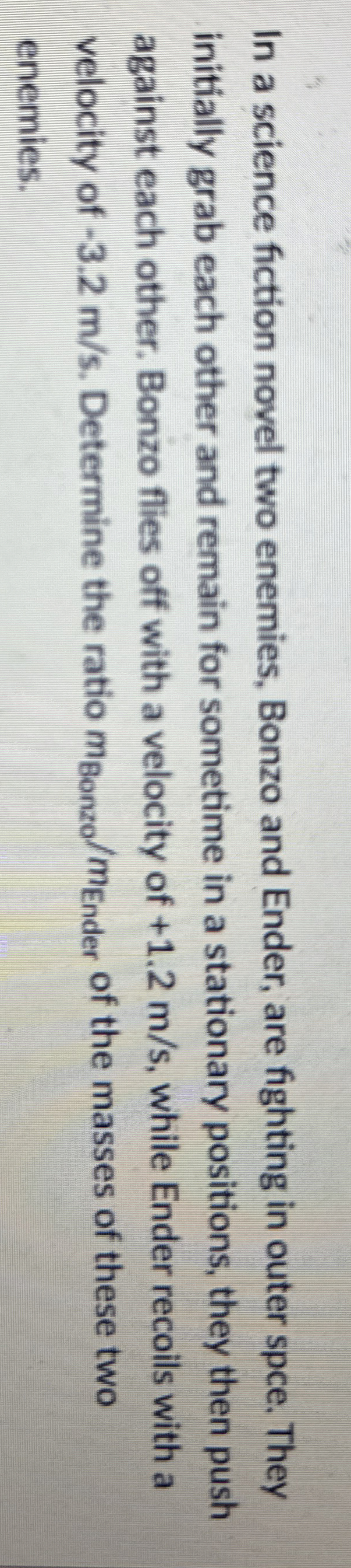 In a science fiction novel two enemies, Bonzo and