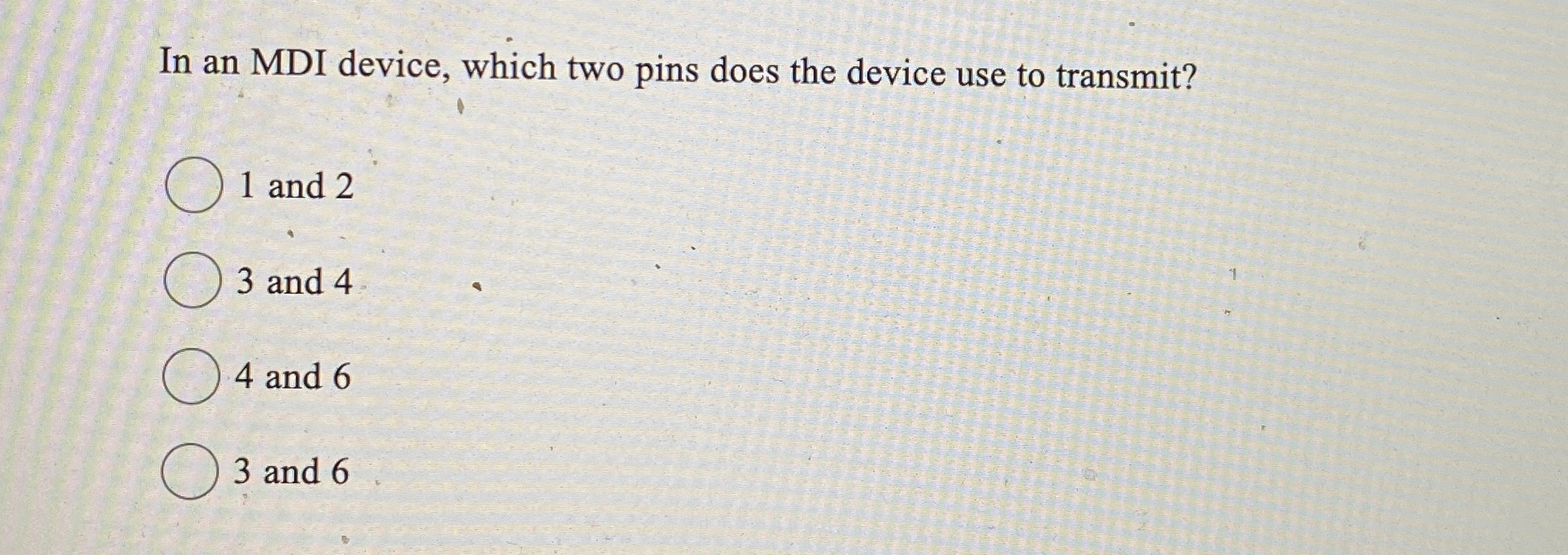 In an MDI device, which two pins does the device