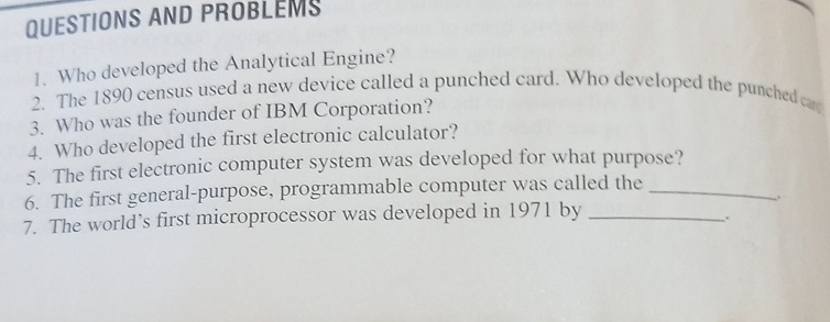 QUESTIONS AND PROBLEMS Who developed the