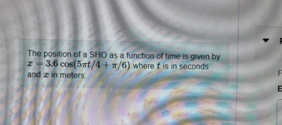 The position of a SHO as a function of time is