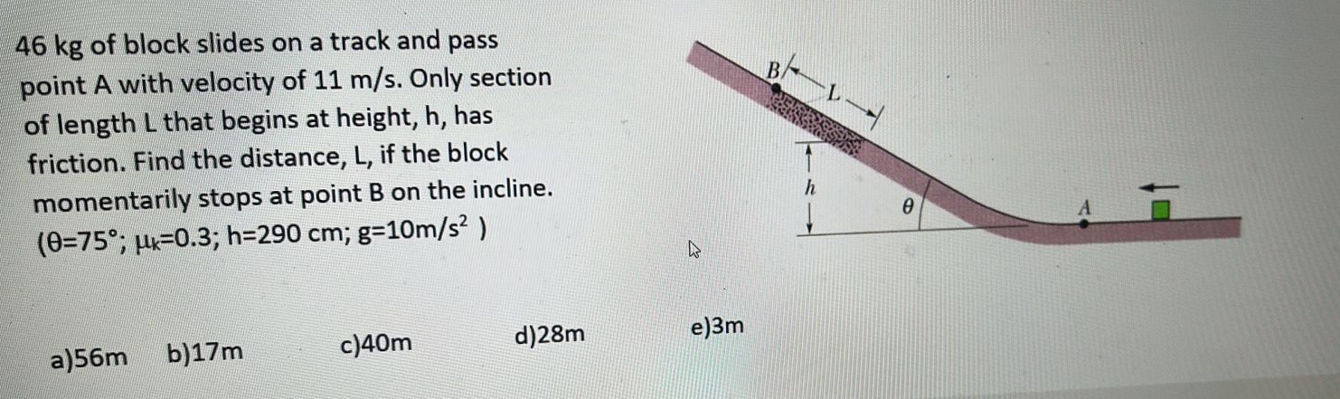4 6 kg of block slides on a track and pass point