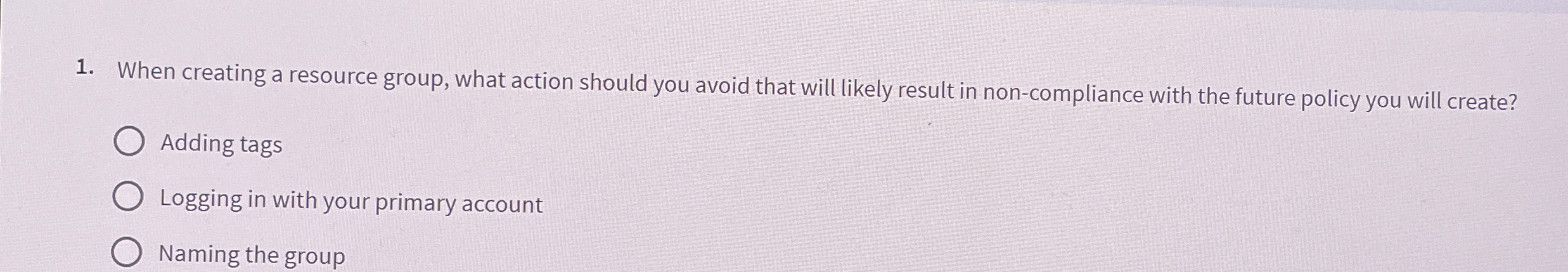 When creating a resource group, what action