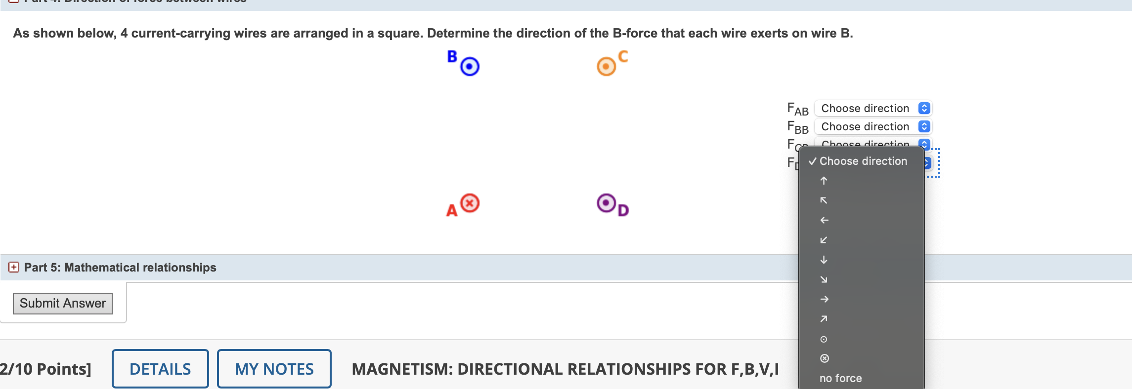 As shown below, 4 current - carrying wires are