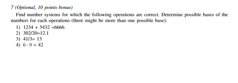 7 ( Optional , 1 0 points bonus ) Find number