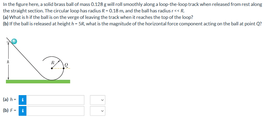 In the figure here, a solid brass ball of mass 0