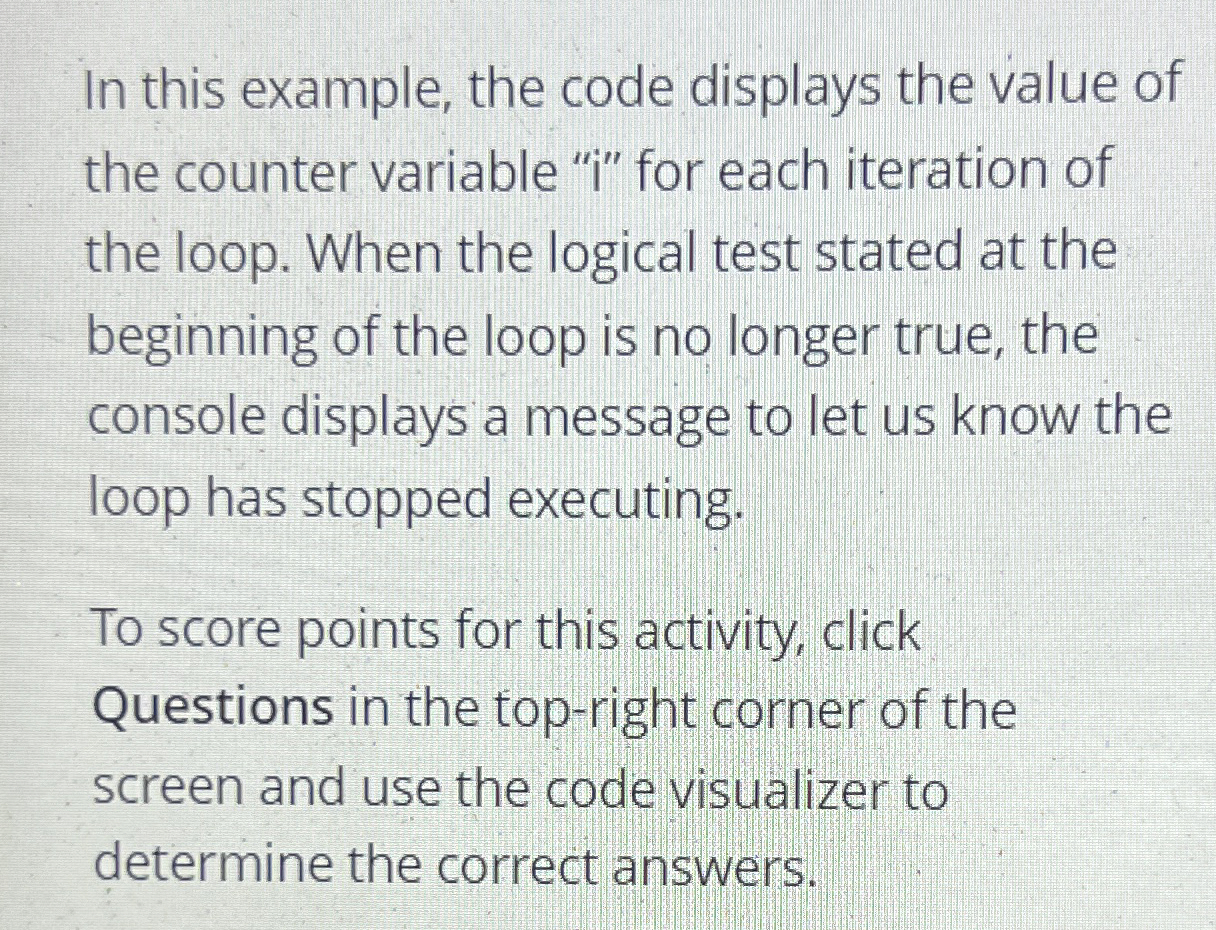 In this example, the code displays the value of