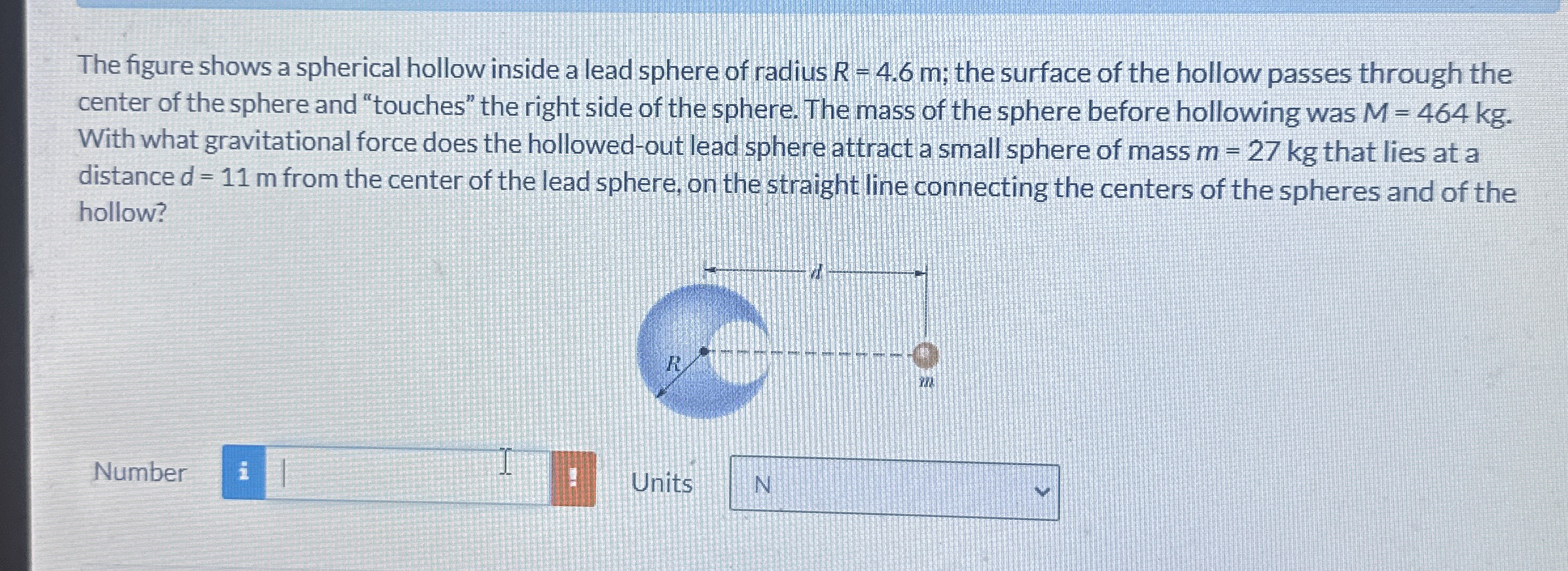 The figure shows a spherical hollow inside a lead