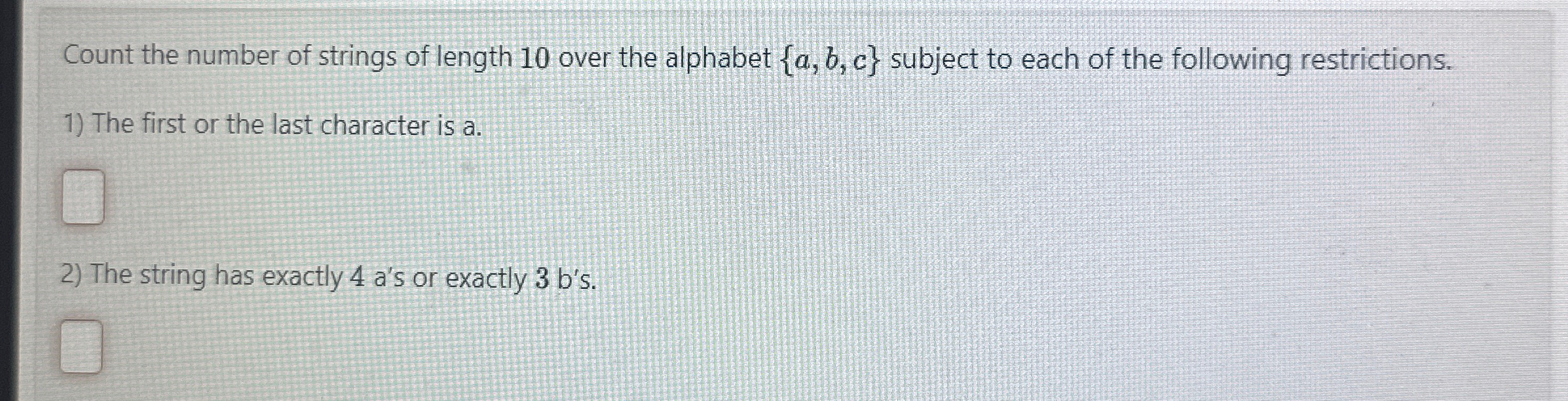Count the number of strings of length 1 0 over