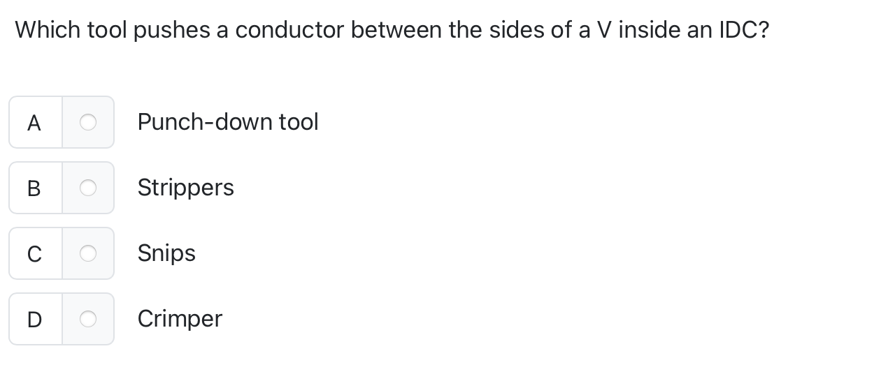 Which tool pushes a conductor between the sides