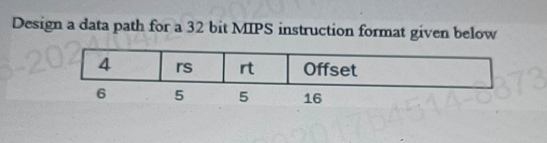 Design a data path for a 3 2 bit MIPS instruction
