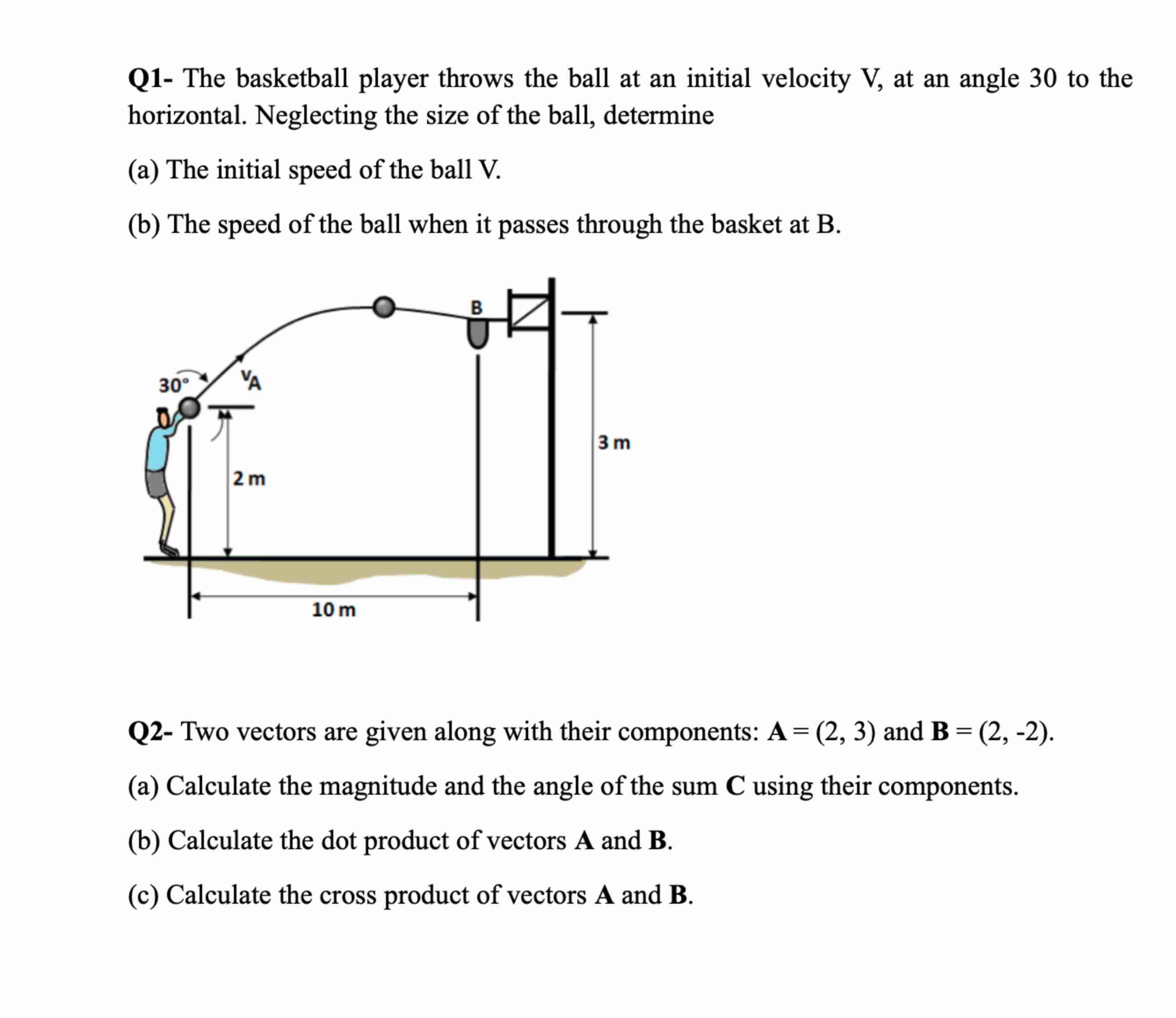 Q 1 - The basketball player throws the ball at an