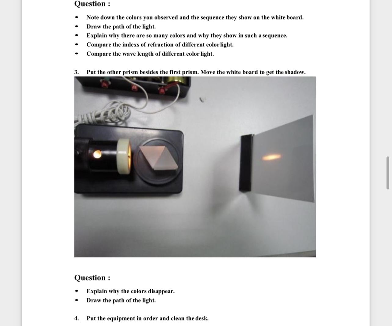 Question : - Note down the colors you observed