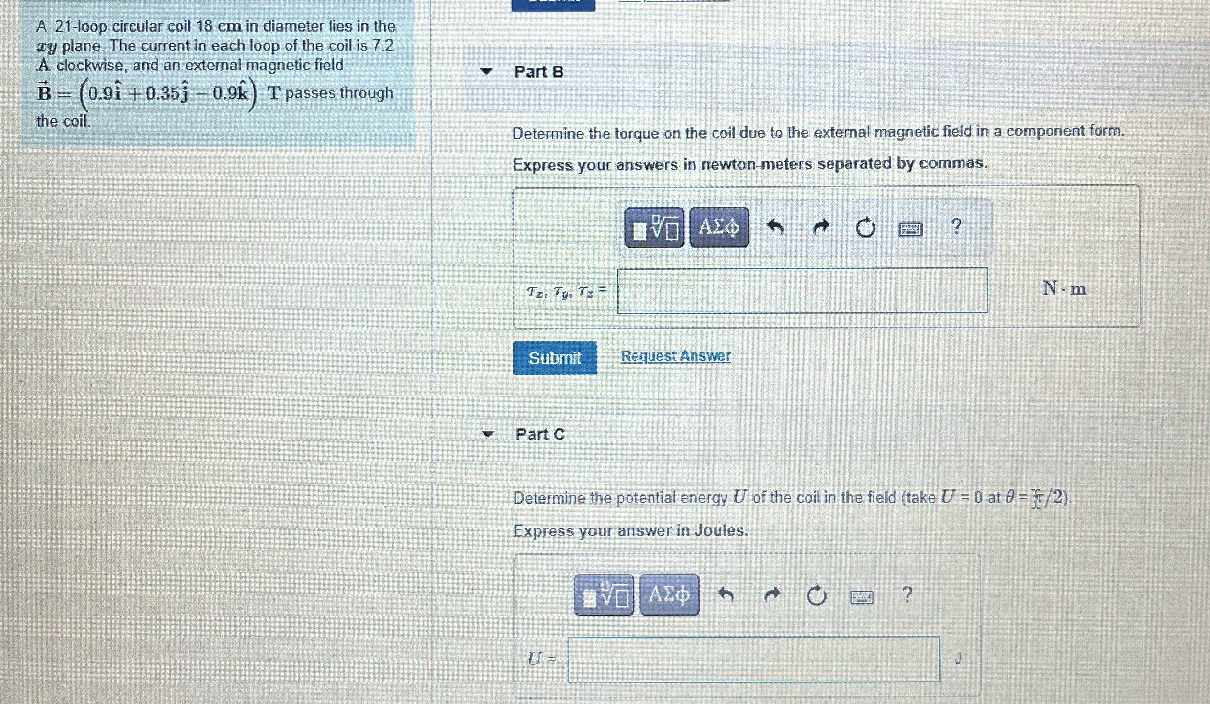 A 2 1 - loop circular coil 1 8 cm in diameter