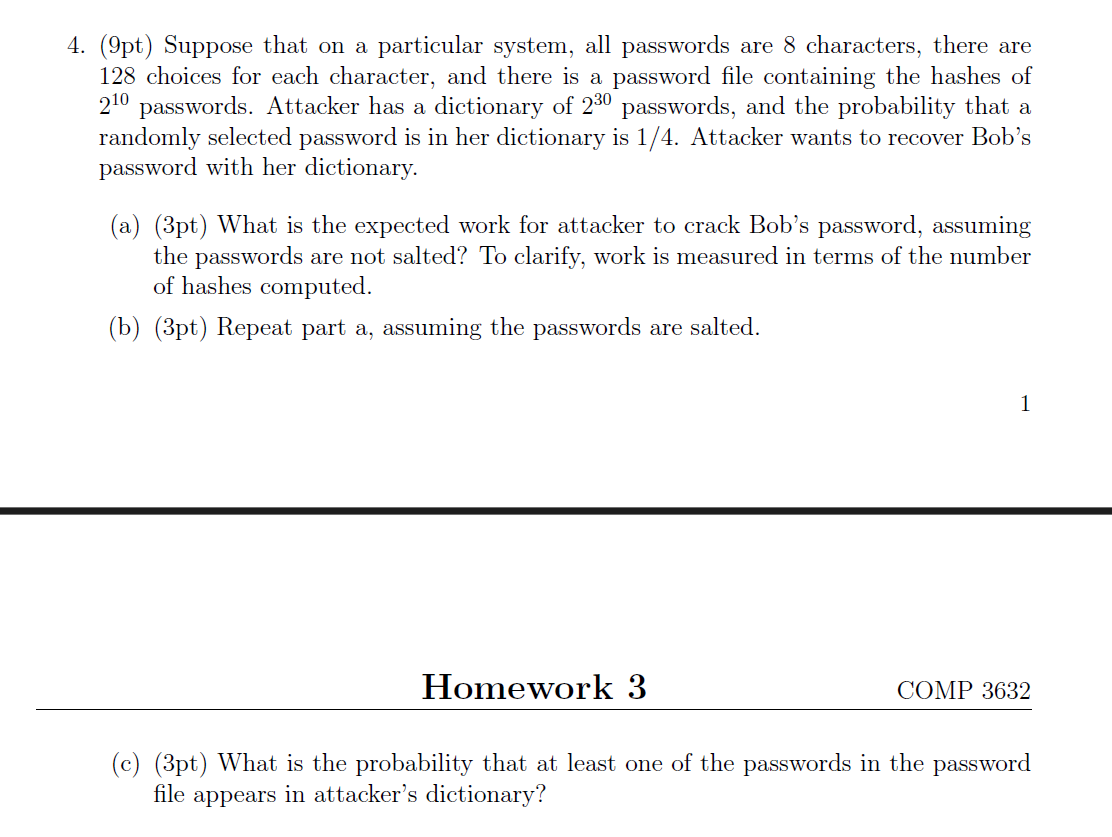 ( 9 pt ) Suppose that on a particular system, all