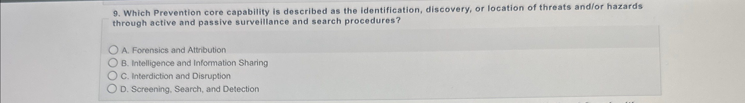 Which Prevention core capability is described as