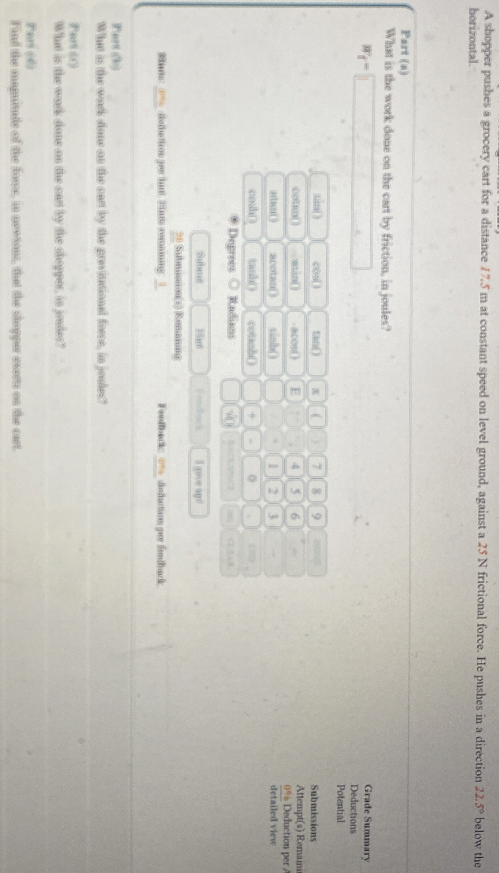 A shopper pushes a grocery cart for a distance 1