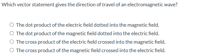 Which vector statement gives the direction of