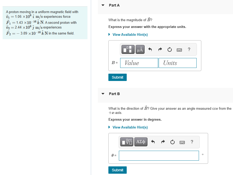 Part A A proton moving in a uniform magnetic