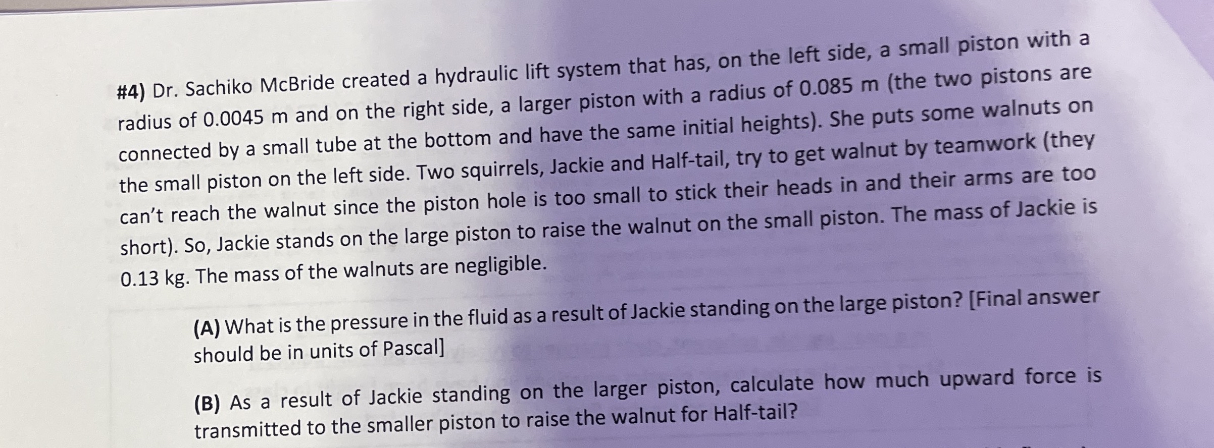 # 4 ) Dr . Sachiko McBride created a hydraulic