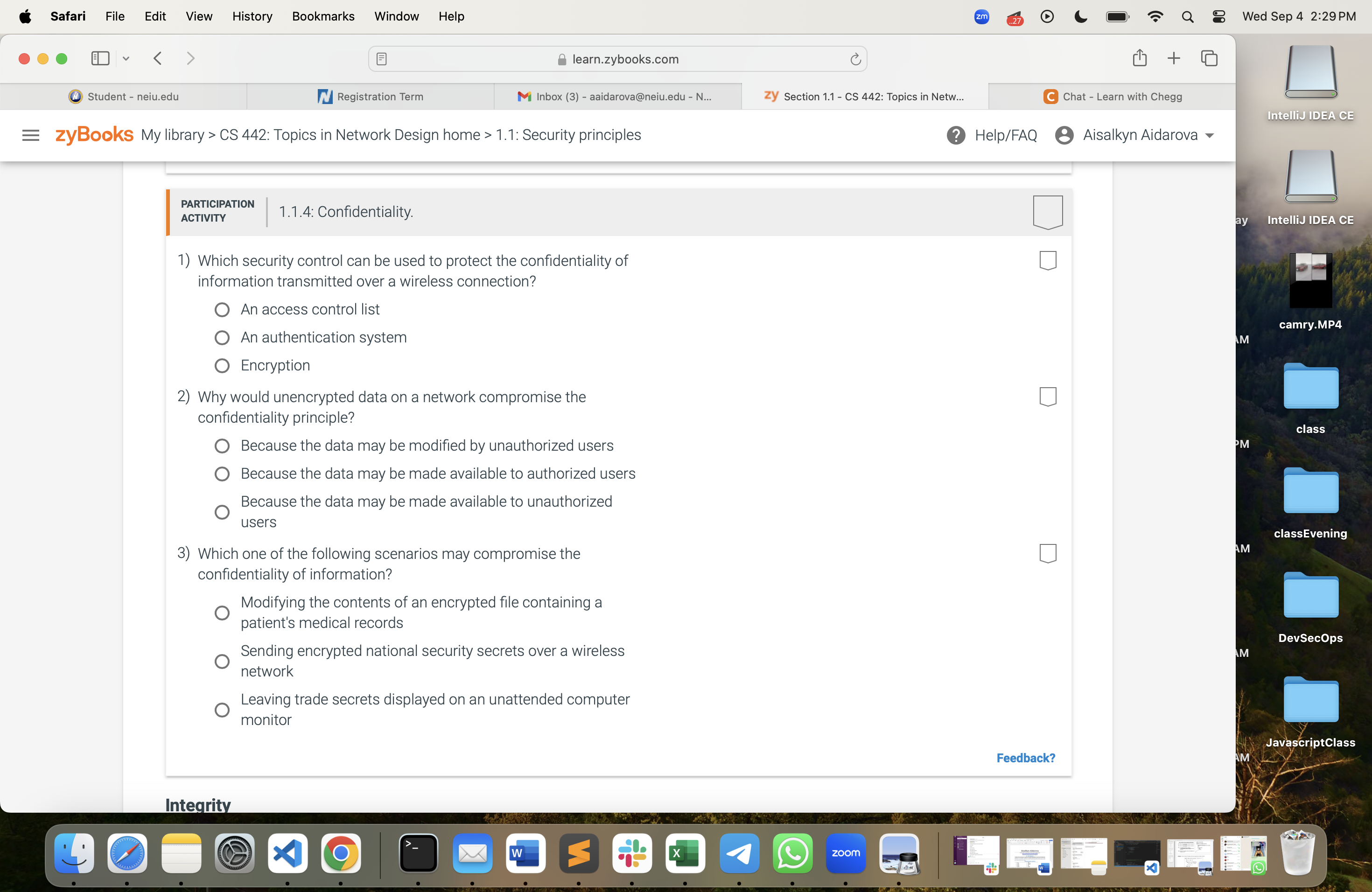 1 . 1 . 4 : Confidentiality. Which security