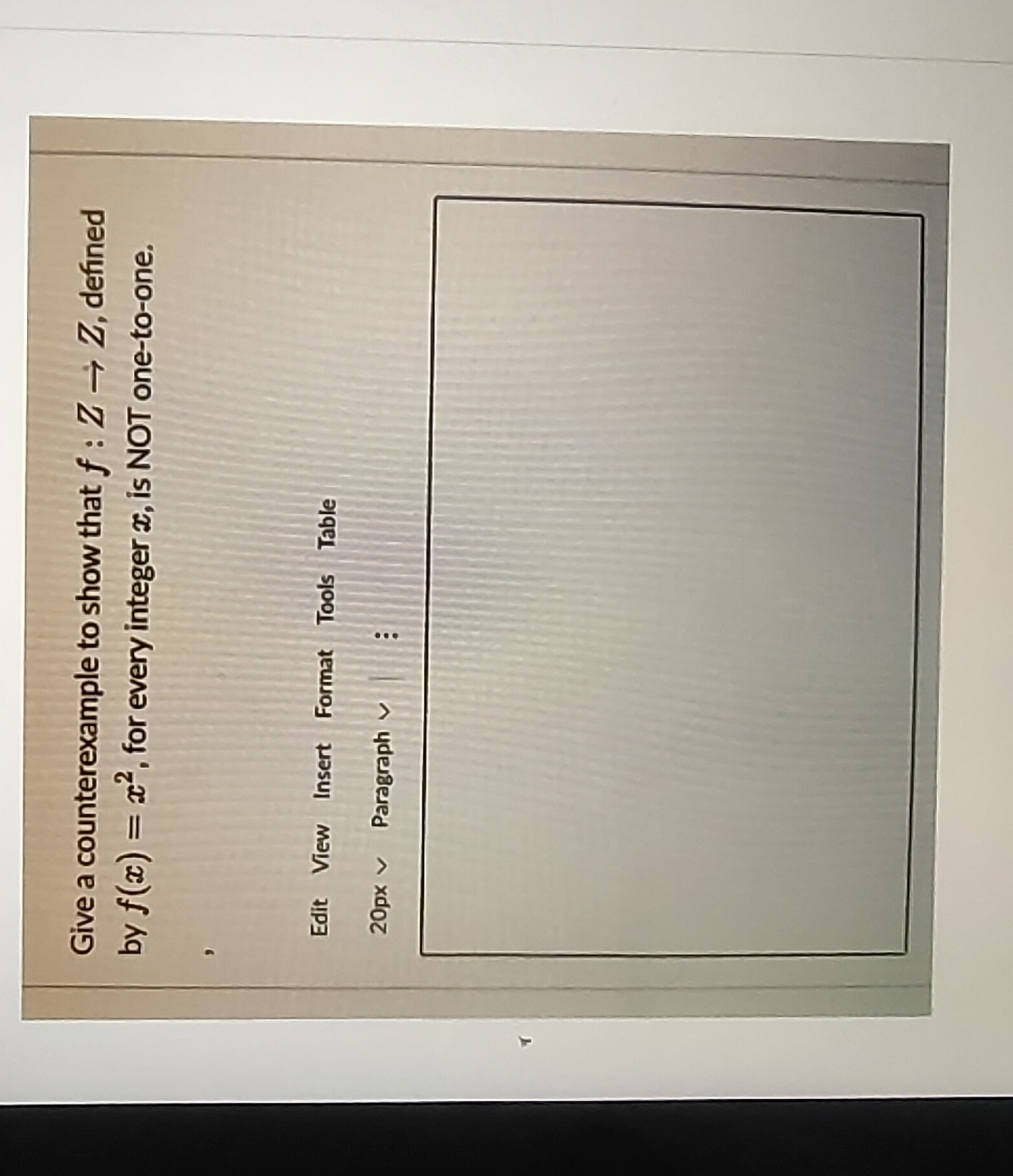 Give a counterexample to show that f: Z -  style=