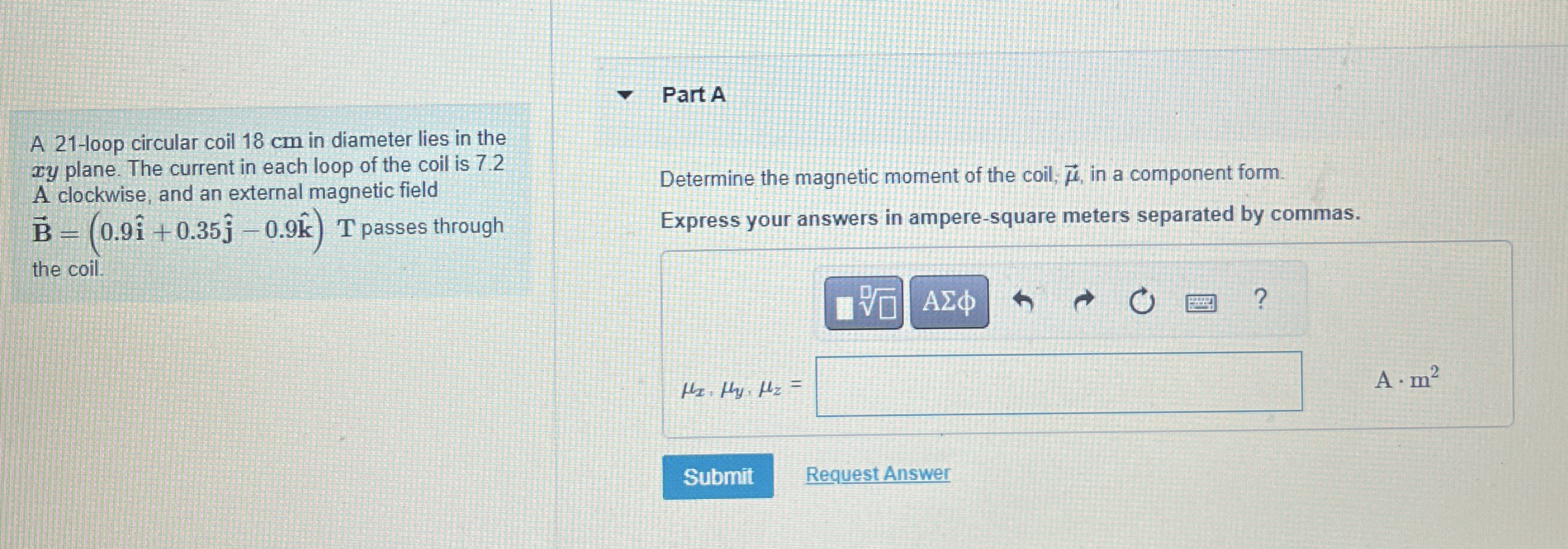 Part A A 2 1 - loop circular coil 1 8 cm in