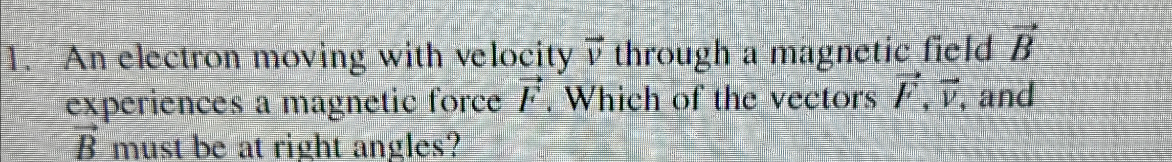 An electron moving with velocity vec ( v )