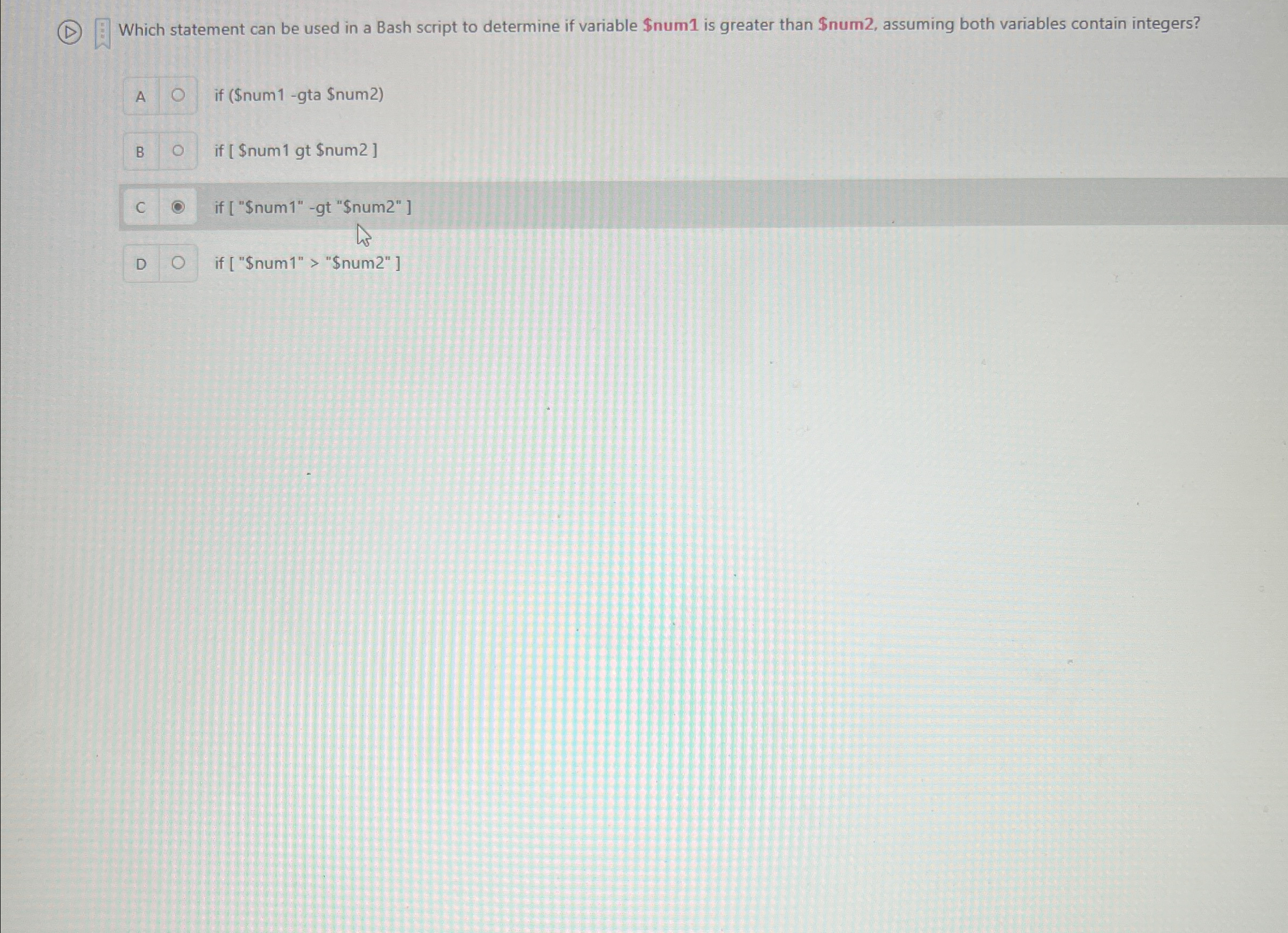 Which statement can be used in a Bash script to