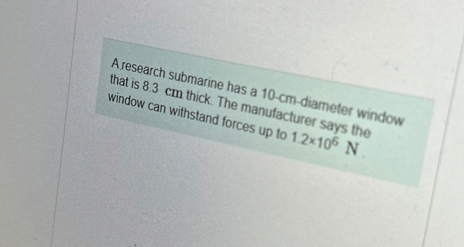 A . research submarine has a 1 0 - cm - diameter