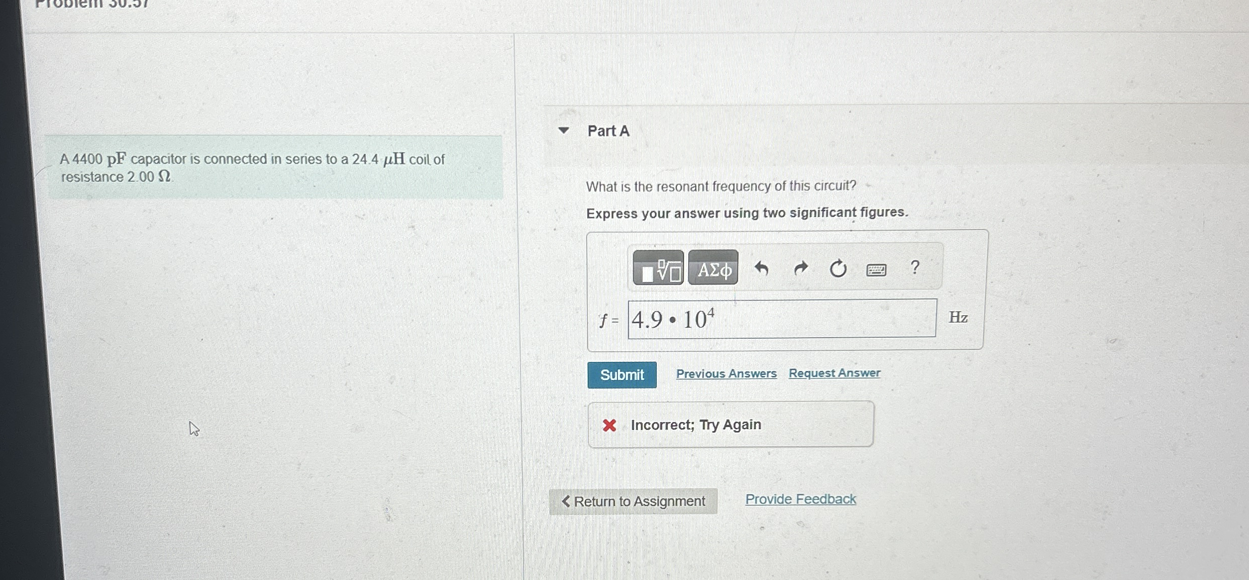 A 4 4 0 0 pF capacitor is connected in series to