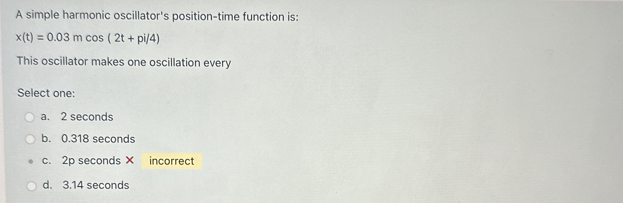 A simple harmonic oscillator's position - time