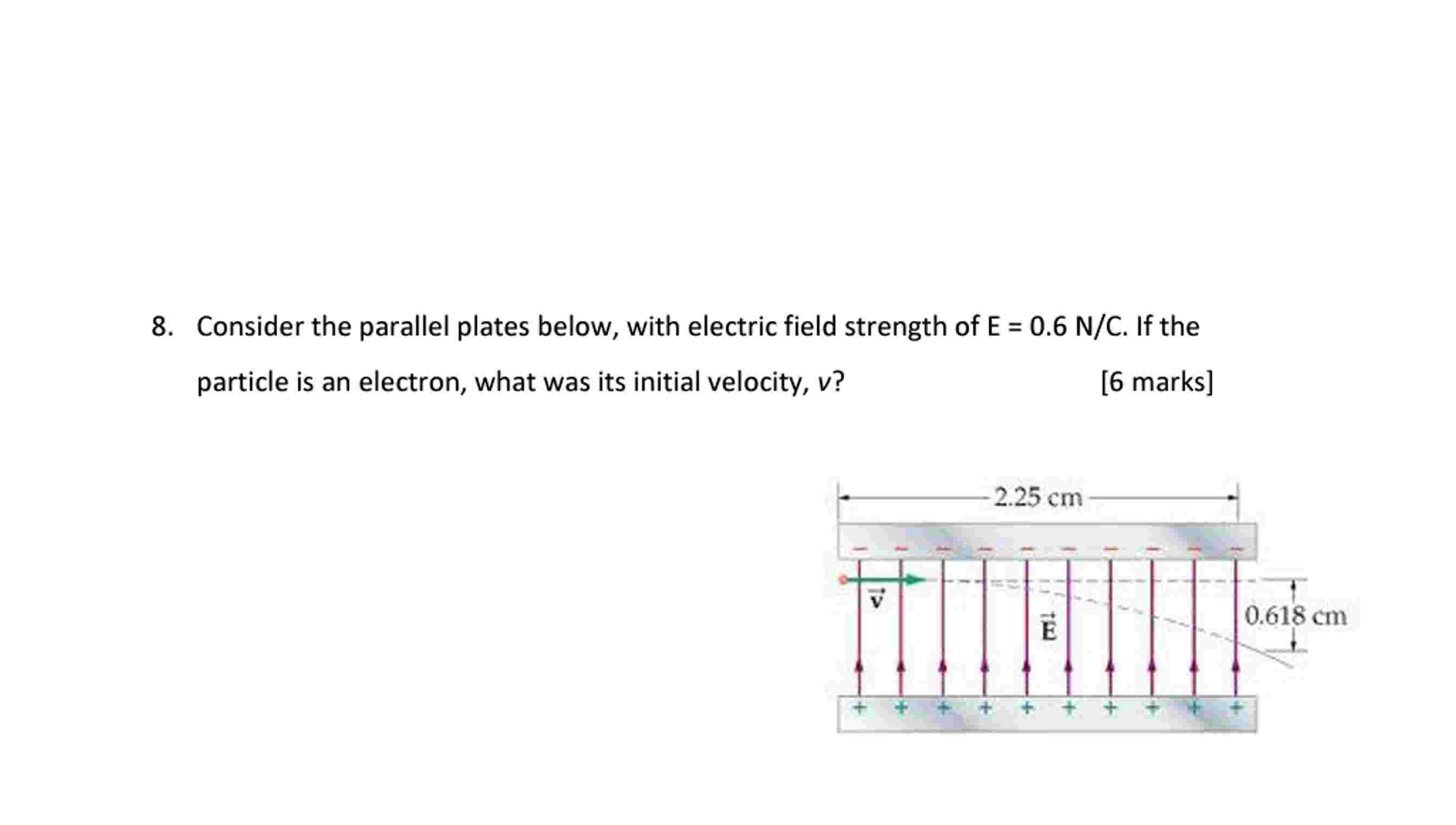 8 . Consider the parallel plates below, with