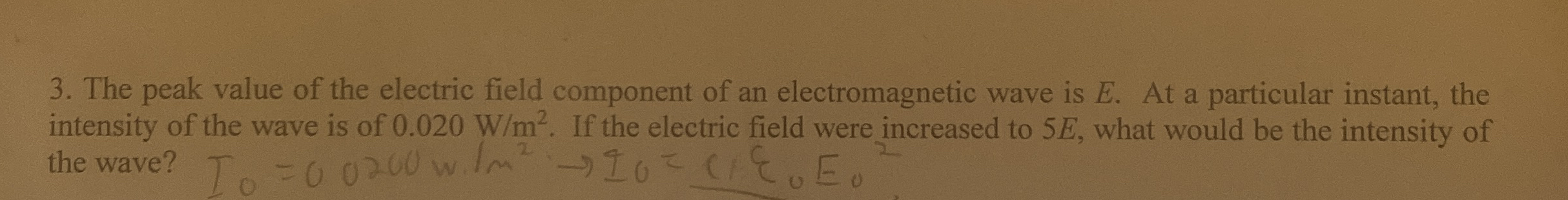 The peak value of the electric field component of