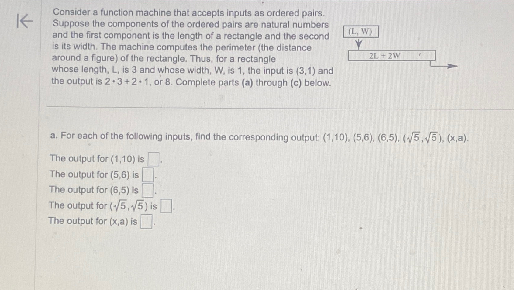 Consider a function machine that accepts inputs
