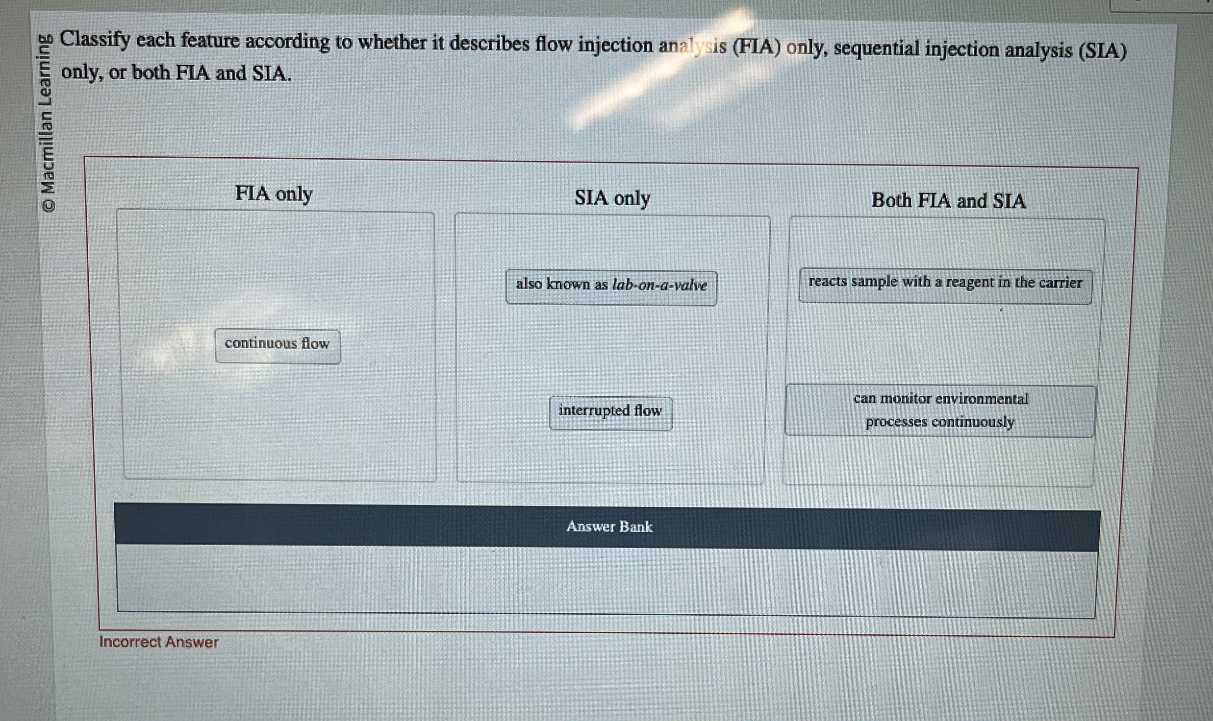 Classify each feature according to whether it