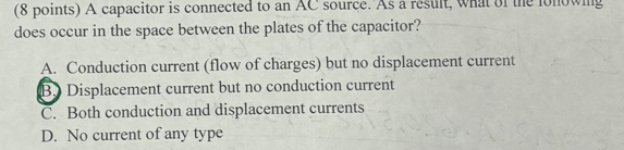 ( 8 points ) A capacitor is connected to an AC