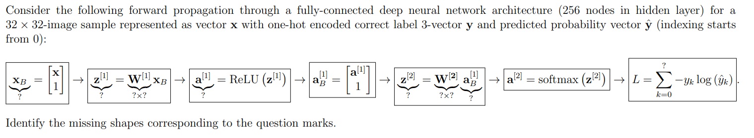 Consider the following forward propagation