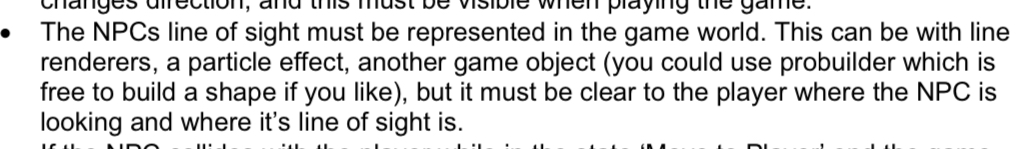 The NPCs line of sight must be represented in the