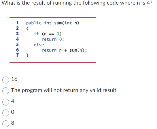 What is the result of running the following code