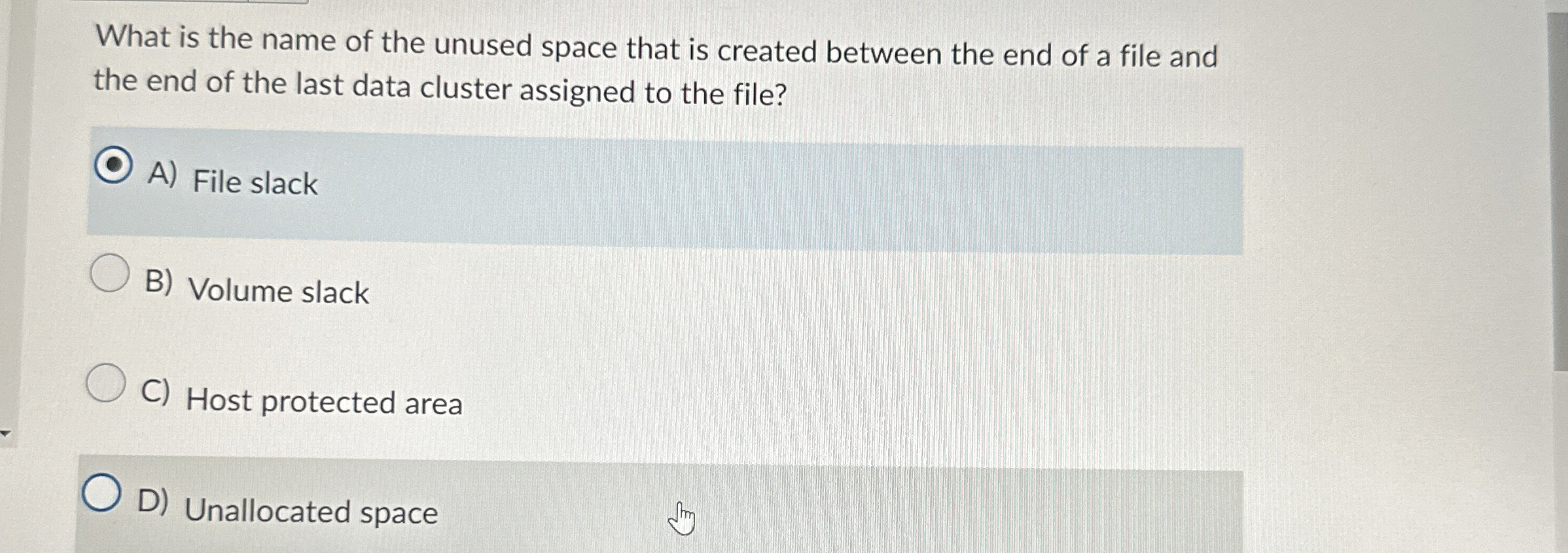What is the name of the unused space that is