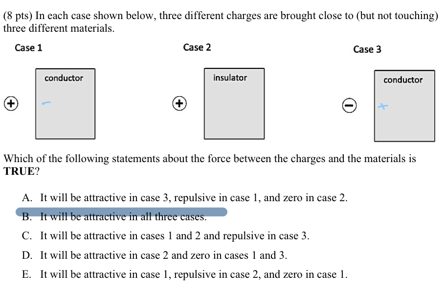 ( 8 pts ) In each case shown below, three