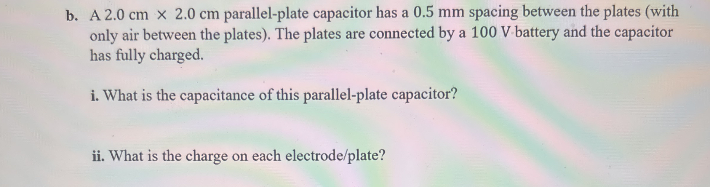 b . A 2 . 0 c m 2 . 0 c m parallel - plate
