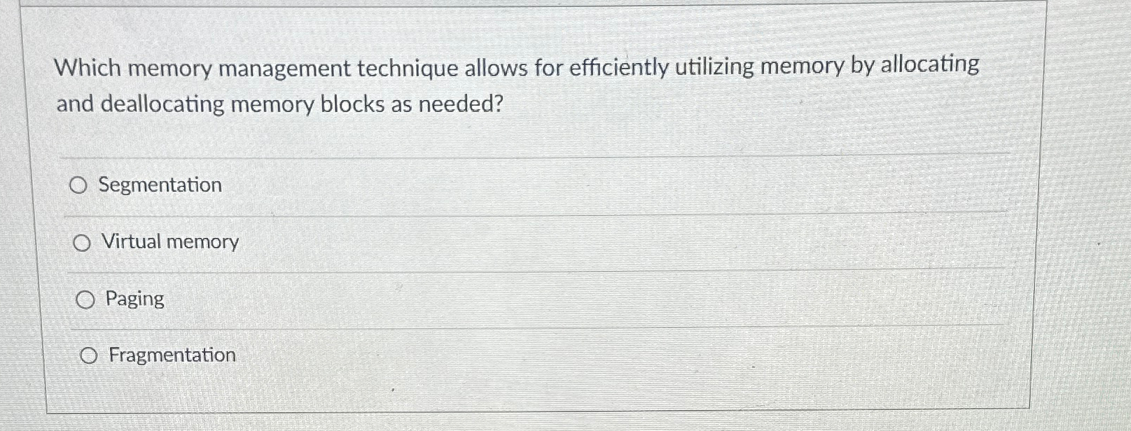 Which memory management technique allows for